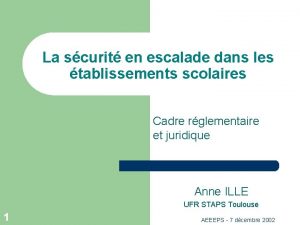 La scurit en escalade dans les tablissements scolaires