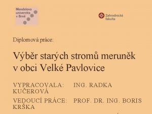 Diplomov prce Vbr starch strom merunk v obci