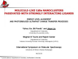 MOLECULELIKE Cd Se NANOCLUSTERS PASSIVATED WITH STRONGLY INTERACTING