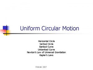 Uniform Circular Motion Horizontal Circle Vertical Circle Banked