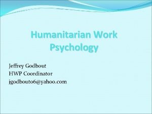 Humanitarian work psychology