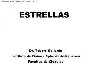 Ciencias de la Tierra y el Espacio 2003
