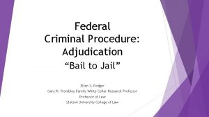 Federal Criminal Procedure Adjudication Bail to Jail Ellen