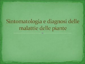 Sintomatologia e diagnosi delle malattie delle piante MALATTIA