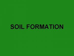 SOIL FORMATION Soil Formation The Importance of Soil