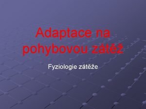 Adaptace na pohybovou zt Fyziologie zte Co je