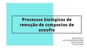 Processos biolgicos de remoo de compostos de enxofre