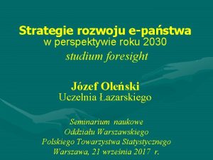 Strategie rozwoju epastwa w perspektywie roku 2030 studium