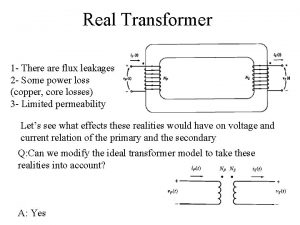 Real Transformer 1 There are flux leakages 2