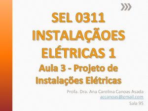 SEL 0311 INSTALAOES ELTRICAS 1 Aula 3 Projeto