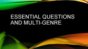 Essential questions for short stories