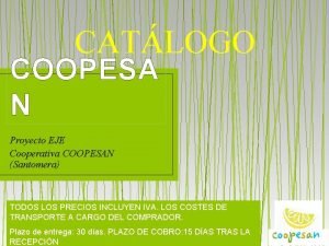 CATLOGO COOPESA N Proyecto EJE Cooperativa COOPESAN Santomera