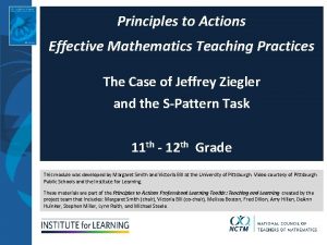 Principles to Actions Effective Mathematics Teaching Practices The