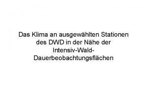 Das Klima an ausgewhlten Stationen des DWD in