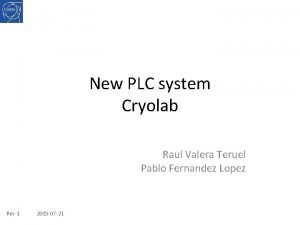 New PLC system Cryolab Raul Valera Teruel Pablo