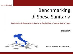 www reforming it Benchmarking di Spesa Sanitaria Basilicata