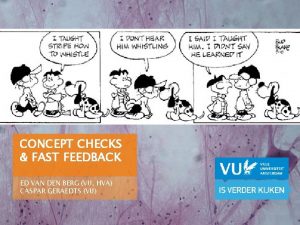 CONCEPT CHECKS FAST FEEDBACK ED VAN DEN BERG