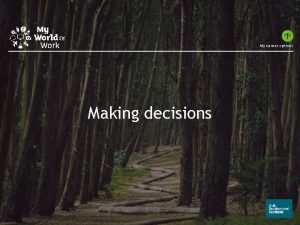 My career decision example My career decision example