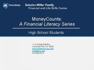 Money Counts A Financial Literacy Series High School