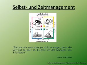 Selbst und Zeitmanagement Zeit an sich kann man