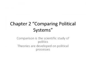 Chapter 2 Comparing Political Systems Comparison is the