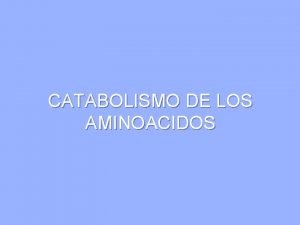CATABOLISMO DE LOS AMINOACIDOS CATABOLISMO DE LOS AMINOACIDOS