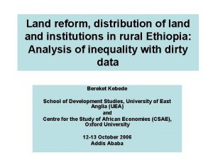 Land reform distribution of land institutions in rural