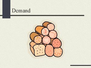Demand Consumer Demand Consumers demand functions Changes in Demand Consumer Demand Consumers demand functions Changes in