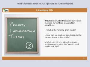 Priority Information Themes for ACP Agriculture and Rural