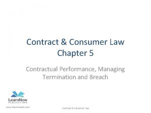 Contract Consumer Law Chapter 5 Contractual Performance Managing