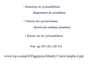 Ractions de cycloadditions diagrammes de corrlation Thorie des