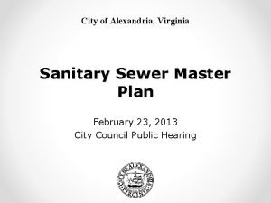 City of Alexandria Virginia Sanitary Sewer Master Plan