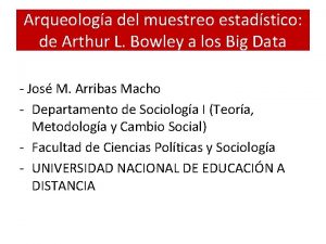 Arqueologa del muestreo estadstico de Arthur L Bowley