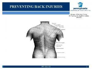 PREVENTING BACK INJURIES Bureau of Workers Comp PA