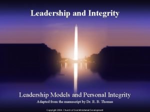 Personal integrity in leadership