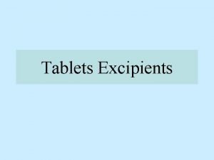 Fillers in tablets