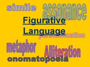 Figurative Language FIGURATIVE LANGUAGE The opposite of literal
