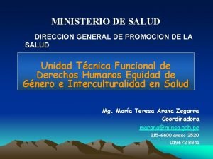 MINISTERIO DE SALUD DIRECCION GENERAL DE PROMOCION DE