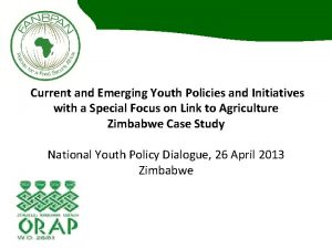 Current and Emerging Youth Policies and Initiatives with