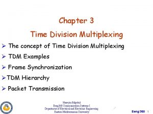 Chapter 3 Time Division Multiplexing The concept of