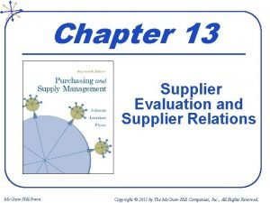 Chapter 13 Supplier Evaluation and Supplier Relations Mc