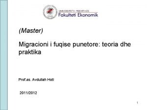 Master Migracioni i fuqise punetore teoria dhe praktika