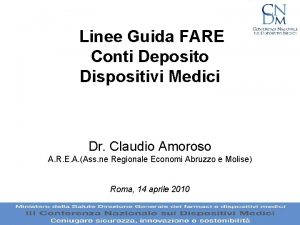 Linee Guida FARE Conti Deposito Dispositivi Medici Dr