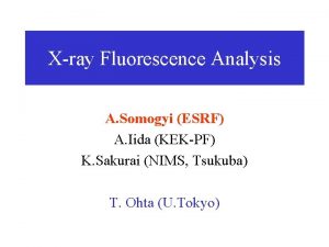 Xray Fluorescence Analysis A Somogyi ESRF A Iida