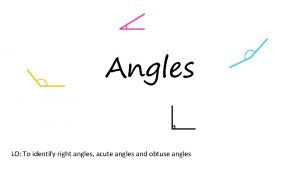 Angles LO To identify right angles acute angles