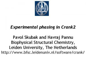 Experimental phasing in Crank 2 Pavol Skubak and