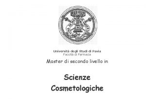 Master scienze cosmetologiche pavia