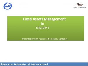 Fixed assets in tally