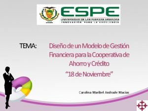 TEMA Diseo de un Modelo de Gestin Financiera