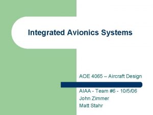 Integrated Avionics Systems AOE 4065 Aircraft Design AIAA